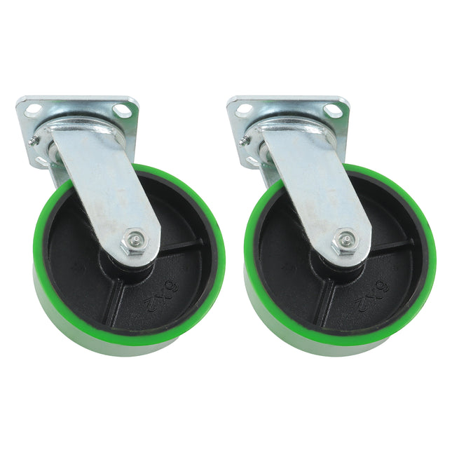 Findmall 4 Pack 4" Maintenance-Free Polyurethane on Aluminum Core Swivel Caster Wheels with Total Lock Brake, Top Plate Mount, Heavy Duty Industrial Casters for Equipment & Workbenches