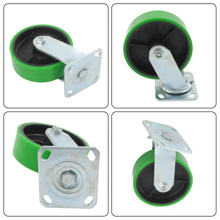 Findmall 4 Pack 4" Maintenance-Free Polyurethane on Aluminum Core Swivel Caster Wheels with Total Lock Brake, Top Plate Mount, Heavy Duty Industrial Casters for Equipment & Workbenches