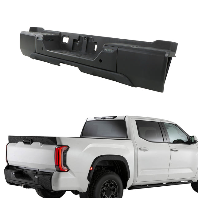 Findmall Black Rear Step Bumper for 2022-2024 Toyota Tundra, With Sensor Holes, TO1103140
