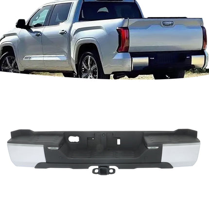 Findmall Chrome Rear Step Bumper for 2022-2024 Toyota Tundra, Without Sensor Holes, TO1103147