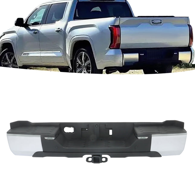 Findmall Chrome Rear Step Bumper for 2022-2024 Toyota Tundra, Without Sensor Holes, TO1103147