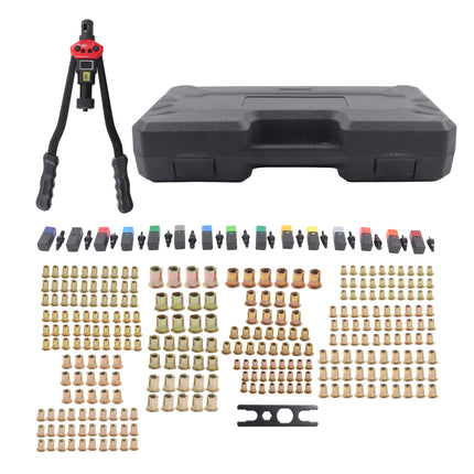 Findmall 16 Inch Rivet Nut Tool, 15 Metric and SAE Mandrels | 281 Sets of Rivet Nuts Combination, Sturdy and Portable Box