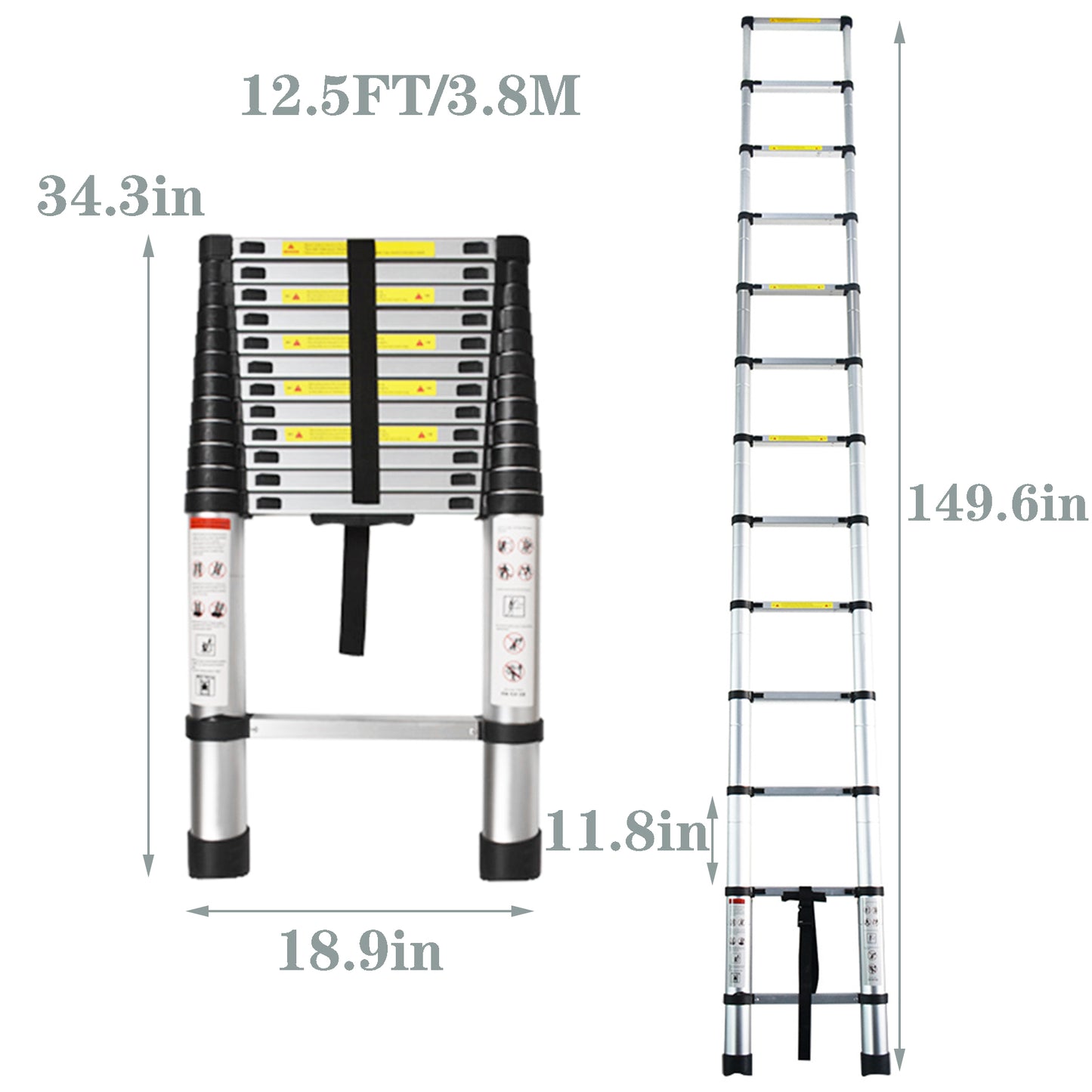 findmall 10.5/12.5/14.5FT Telescoping Ladder Extension Ladders Folding Non-Slip Aluminum