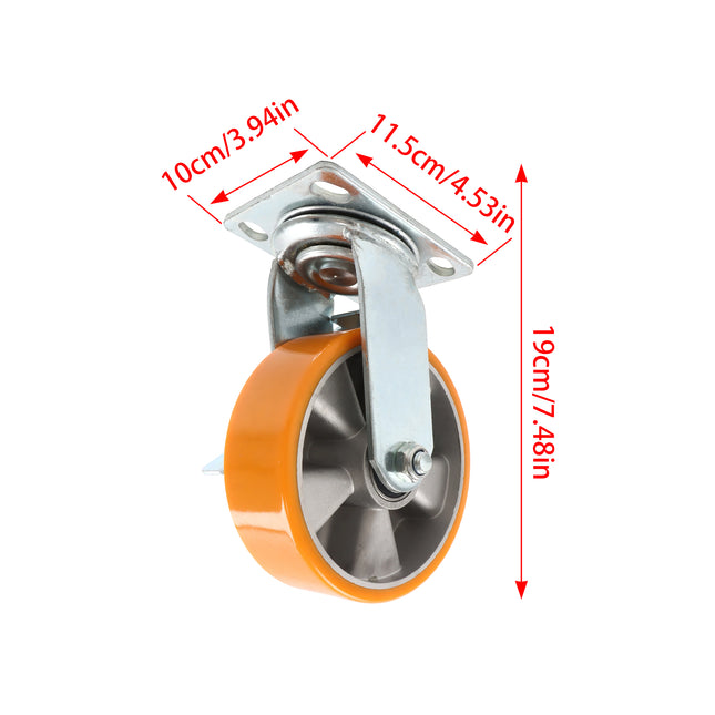 Findmall 4 Pack 6 Inch Polyurethane Swivel Caster Wheels, Plate Mount, Heavy Duty Replacement Casters for Carts, Workbenches & Industrial Equipment