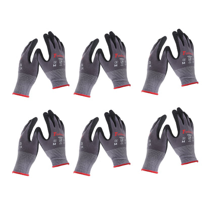 findmall Safety Work Gloves MicroFoam Nitrile Coated Foam Gloves M-Size/6 Pairs