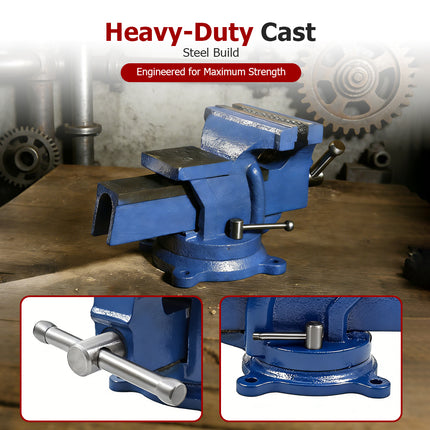 findmall 4"–6" Bench Vise with Anvil – Heavy Duty Tabletop Vise with Swivel Locking Base for Workshop & DIY Use
