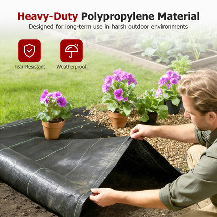 findmall Woven Weed Barrier Fabric Roll – Heavy Duty Polypropylene Landscape Ground Cover for Garden, Greenhouse & Flower Beds