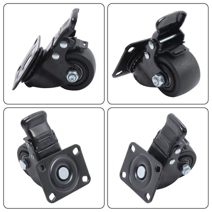 Findmall 4 Pack 2" Polyurethane Swivel Caster Wheels with Total Lock Brake, Top Plate Mount, Heavy Duty Low Center of Gravity Casters for Workbenches, Furniture & Carts