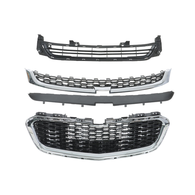 Findmall 3-Piece Black Front Grille Kit with Chrome Trim Replacement for Malibu 2014-2016 GM1036160