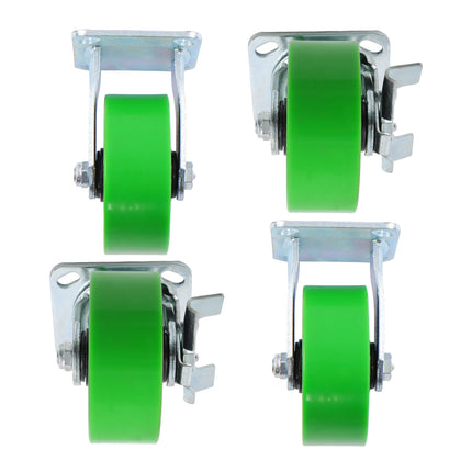 Findmall 4 Pack 5" Polyurethane Swivel & Rigid Caster Wheels with Double Lock Brake, Top Plate Mount Heavy Duty Casters for Platform Trucks, U-Boat Carts & Workbenches
