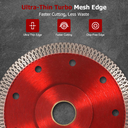 findmall 5"/7"/10" Diamond Porcelain Cutting Blade – Ultra-Thin Turbo Mesh Tile Blade for Ceramic, Granite & Masonry (Wet & Dry Use)