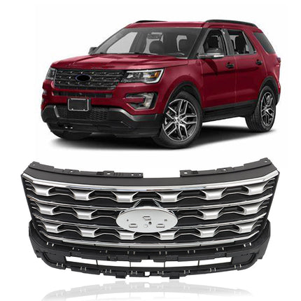 Findmall Front Grille Upper Silver Replacement for Explorer 2016-2017 FB5Z8200AC