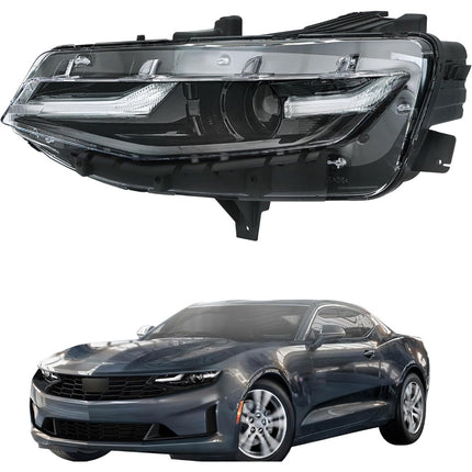 Findmall Driver Side Headlights Assembly Replacement for Camaro LS/LT 2019-2024 Housing Black Lamp LH 1PC 84756145