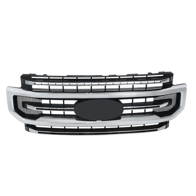 Findmall Chrome and Black Straight-Trim Front Upper Grille Replacement for F-250 F-350 F-450 and F-550 Super Duty 2020-2022