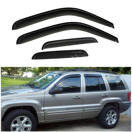 Findmall Side Window Visor Vent Rain Guard Black Acrylic Replacement for 1999-2004 Grand Cherokee
