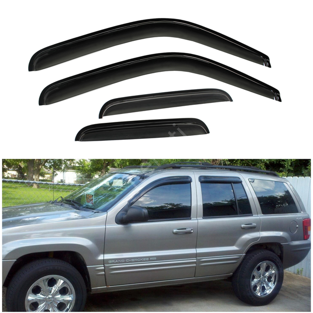 Findmall Side Window Visor Vent Rain Guard Black Acrylic Replacement for 1999-2004 Grand Cherokee