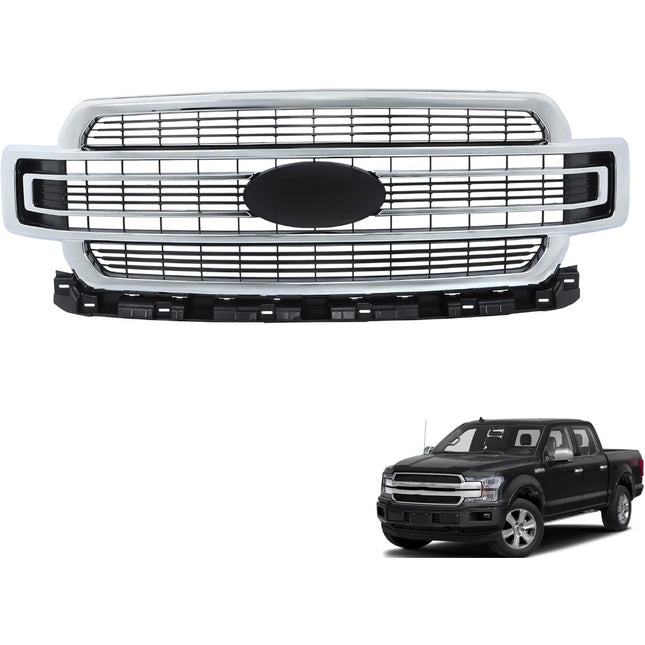Findmall Chrome Front Upper Bumper Grille Replacement for F-150 Limited 2018-2020 JL3Z8200RA