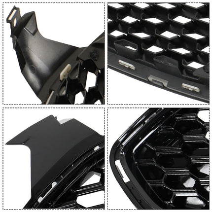 Findmall Black Honeycomb Front Grille with Chrome Finish Replacement for Fusion 2013-2016