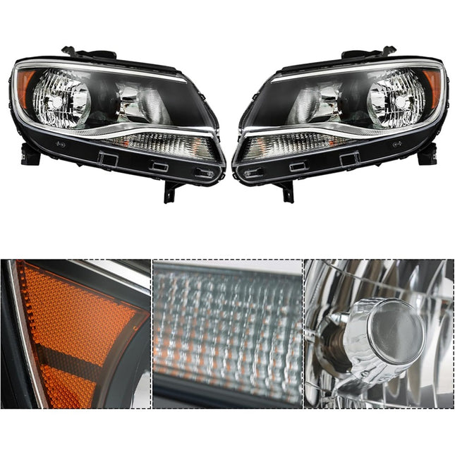 Findmall Driver Side and Passenger Side Headlights Assembly Halogen Replacement for Colorado 2015-2022 Housing Black Lamp LH RH 2PCS GM2503407 GM2502407