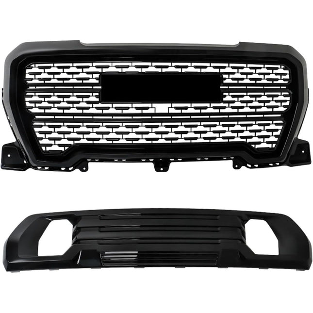Findmall Front Upper Grille and Lower Trim Kit for 2019-2021 GMC Sierra 1500 AT4 Denali, Gloss Black