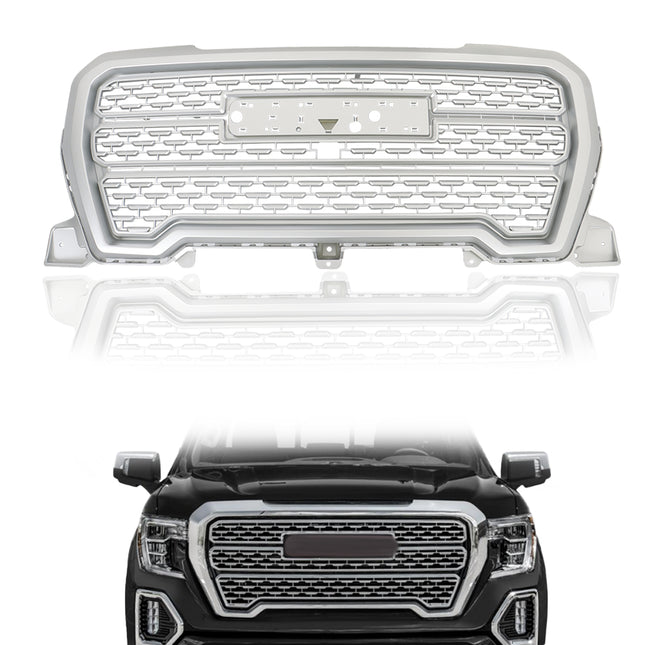 Findmall Front Upper Mesh Grille for 2019-2021 GMC Sierra 1500, Silver
