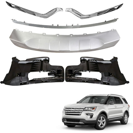 Findmall Front Lower Bumper Trim Molding Kit for 2018‑2019 Ford Explorer, Chrome Plastic