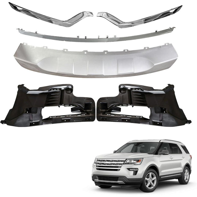 Findmall Front Lower Bumper Trim Molding Kit for 2018‑2019 Ford Explorer, Chrome Plastic