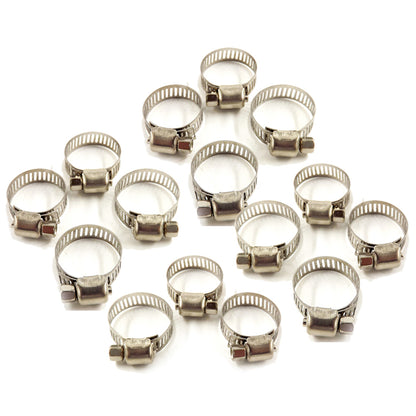 15pcs 3/4"-1" Adjustable Stainless Steel Drive Hose Clamps Fuel Line Worm Clip