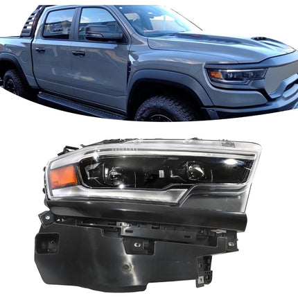 Findmall Headlights Assembly Replacement for Ram 1500 2019-2024 Black Passenger Side Dual Projector Right W/DRL