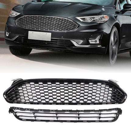 Findmall Front Bumper Grille Kit Honeycomb Upper Lower Grill Replacement for 2013 2014 2015 2016 Fusion