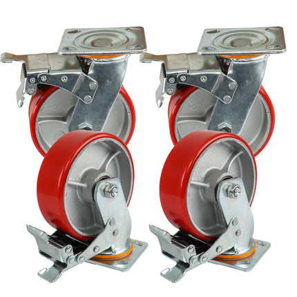 findmall Heavy Duty 6" Metal Caster Wheels (4 Pack) with Brake – 360° Swivel Industrial Casters for Carts, Workbench & Equipment