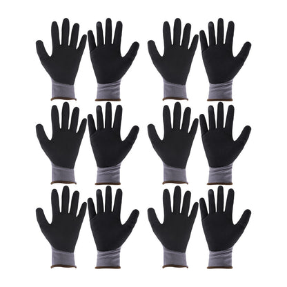 findmall Safety Work Gloves MicroFoam Nitrile Coated Foam Gloves L-Size/6 Pairs