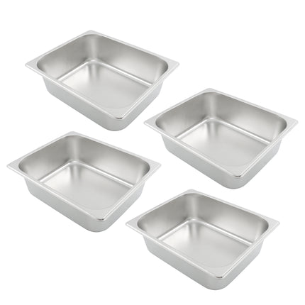 Findmall Stainless Steel Hotel Steam Pan, 1/2 Size, 4" Deep, 13 × 10.5 × 4 Inches, for Cooking, Baking, Grilling & Food Service