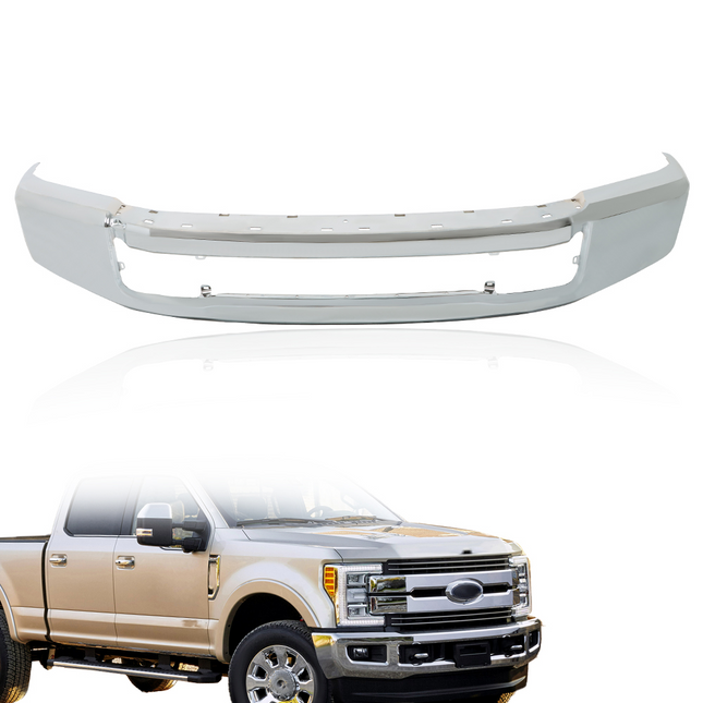 Findmall Chrome Steel Front Bumper Face Bar without Fog Light Holes Replacement for 2020-2022 Ford F-250 and F-350 Super Duty