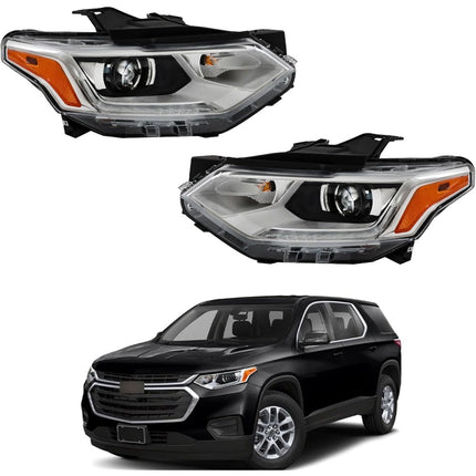 Findmall Driver Side and Passenger Side Headlights Assembly HID with DRL Replacement for Traverse 2018-2020 Housing Chrome Lamp LH RH 2PCS 84887857 84887858