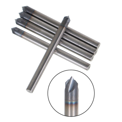 findmall 5Pcs 1/8 Inch Helix Carbide End Mill Tialn Coated 4 Flute 90 Degree Chamfer Angle Fit for Aluminum Cut Non-Ferrous Metal Upcut CNC Spiral Router Bit