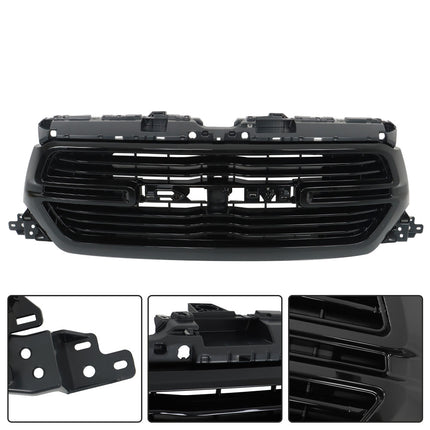 Findmall Front Upper Bumper Mesh Grille with Frame and Base Replacement for Ram 1500 2019-2022