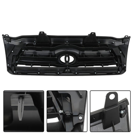 Findmall Front Upper Grille for 2005-2011 Toyota Tacoma, Gloss Black