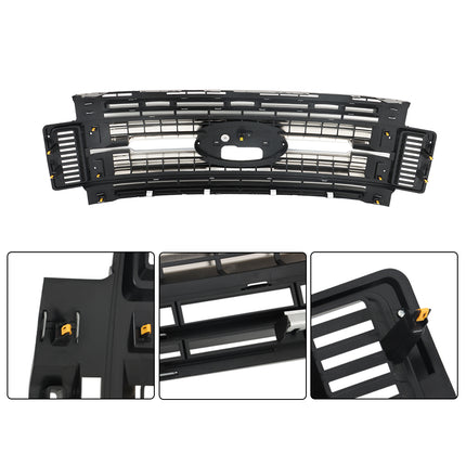 Findmall Front Bumper Center Grille Grill Chrome & Black Replacement for 2017-2019 F250 Truck F350 Super Duty FO1200600C
