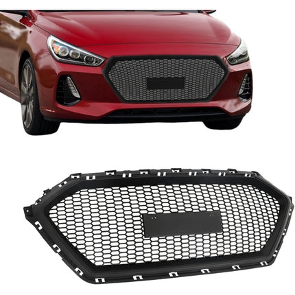 Findmall Front Grille Black Frame Honeycomb Mesh Replacement for Elantra 2017-2018