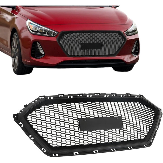 Findmall Black Honeycomb Mesh Front Grille Replacement for Elantra 2017-2018 (Excludes Sport Models)