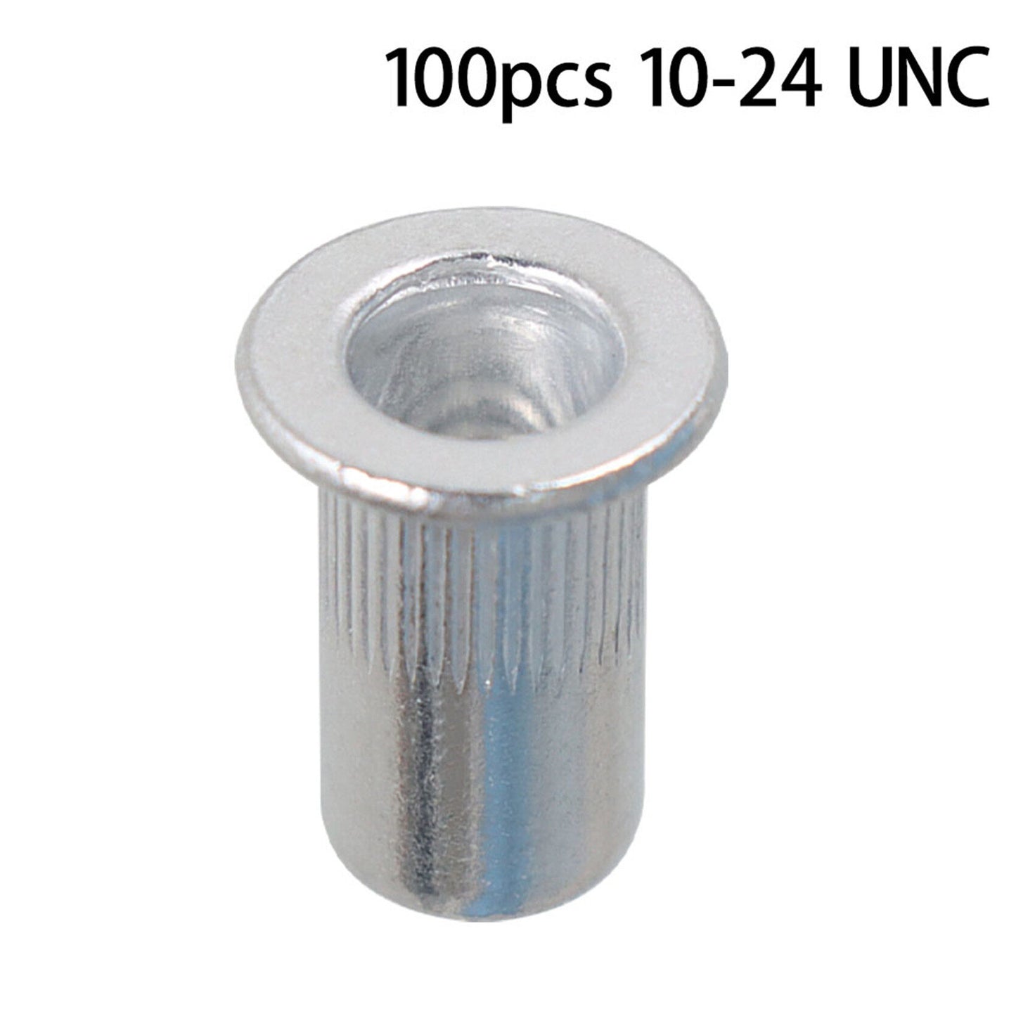 findmall 100Pcs Rivet Nuts Kit 10-24 UNC Aluminum Flat Head Threaded Rivet Nut Insert Nutsert Rivet Nuts Assortment Kit