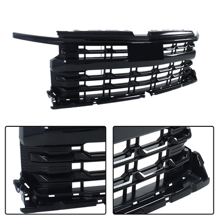 Findmall Glossy Black Front Upper Bumper Grille Replacement for Silverado 2022-2024