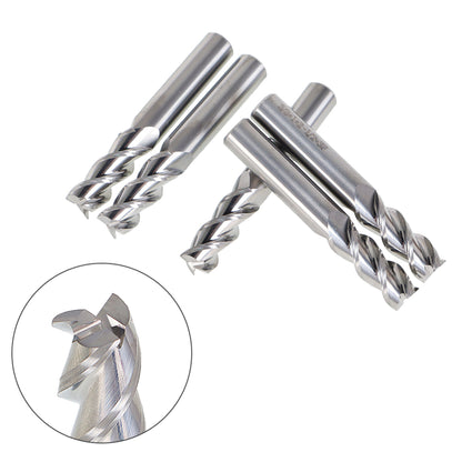 findmall 5Pcs 3/8 Inch Helix Carbide End Mill 3 Flute 1 Inch Length of Cut Fit for Aluminum Cut Non-Ferrous Metal Upcut CNC Spiral Router Bit