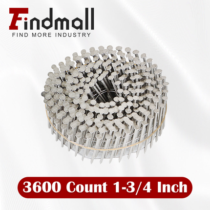 Findmall 304 Stainless Steel 15-Degree Coil Siding Nails, 0.090" Ring Shank Wire Collated Nails for CN45 Coil Nail Gun