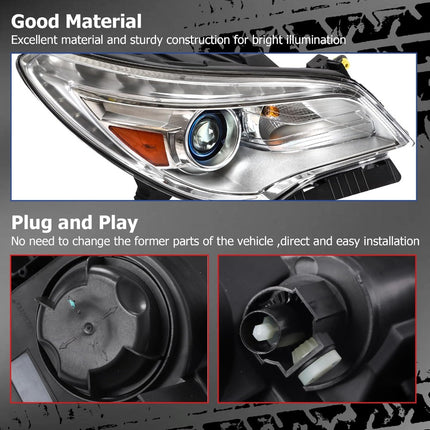 Findmall Passenger Side Headlights Assembly HID with DRL Replacement for Enclave 2013-2017 Housing Chrome w/AFS Lamp RH 1PC 84026397