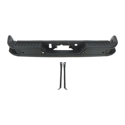 Findmall Black Rear Step Bumper for 2020-2025 Chevrolet Silverado and GMC Sierra 2500/3500 HD, With Sensor Holes, GM1103213
