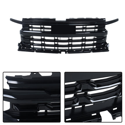 Findmall Glossy Black Front Upper Bumper Grille Replacement for Silverado 2022-2024