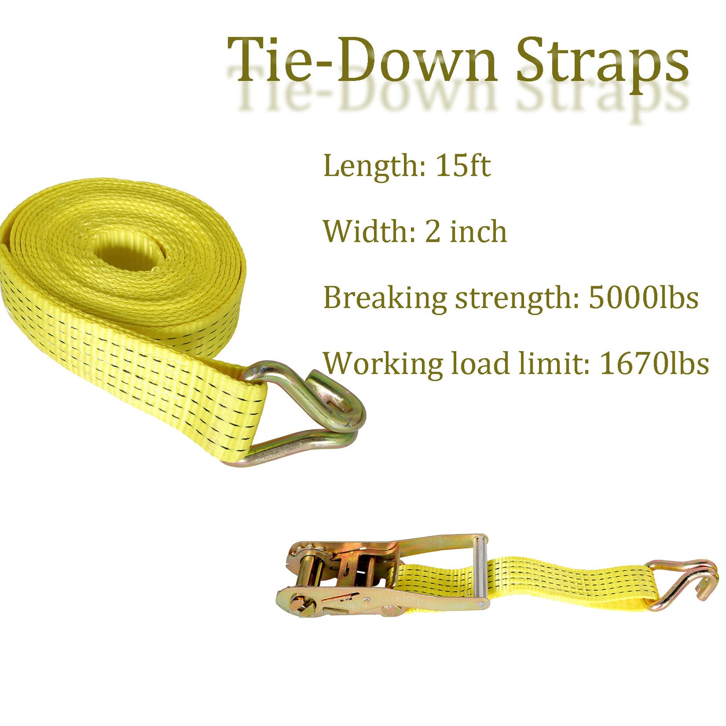 findmall 6Pcs Ratchet Straps 2 x 15 Tie-Down Straps 5000Lbs Heavy Duty Ratchet Cargo Strap