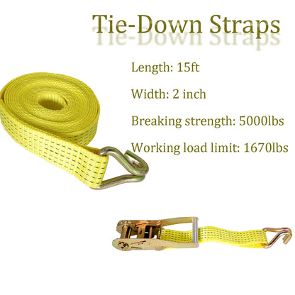 findmall 6Pcs Ratchet Straps 2 x 15 Tie-Down Straps 5000Lbs Heavy Duty Ratchet Cargo Strap